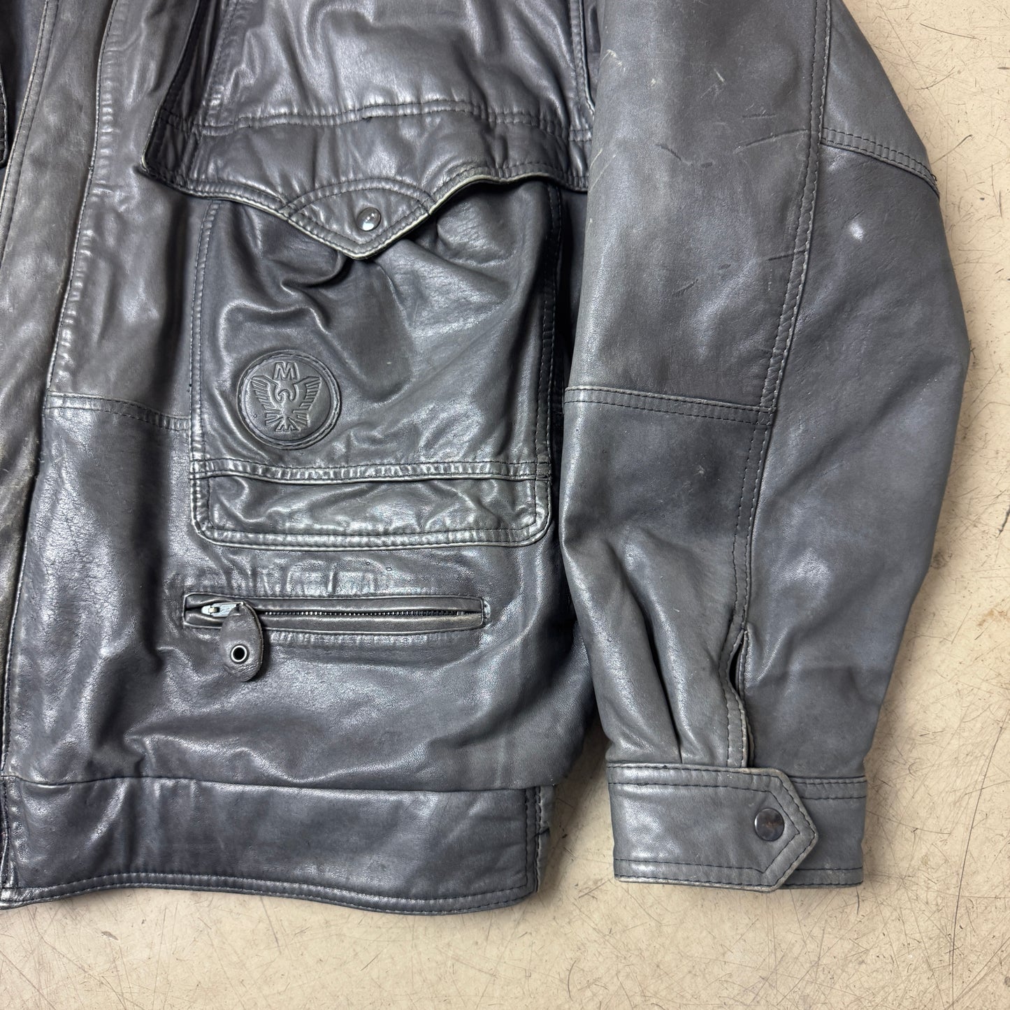 (XXL) Piloten Lederjacke mit Wollkragen
