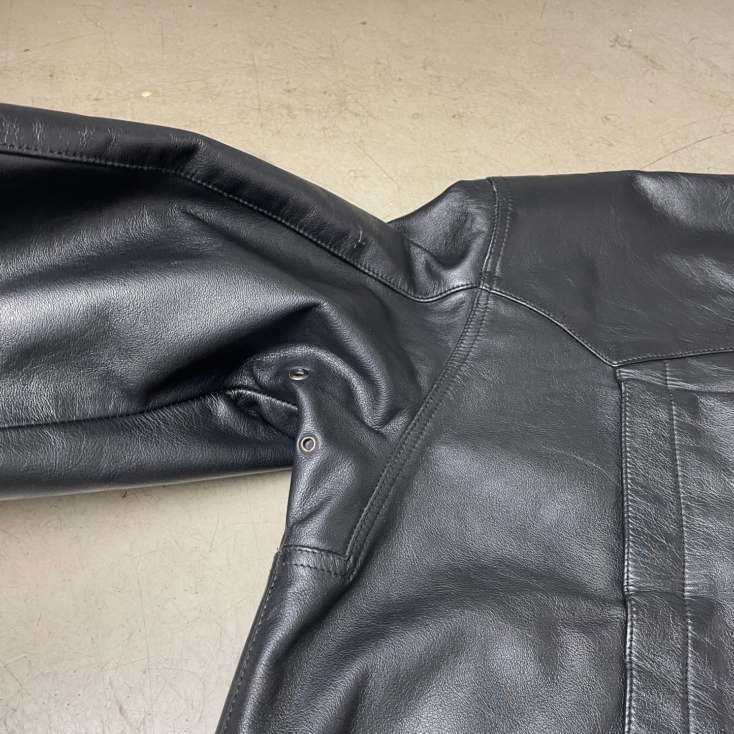 (L-XL) Vintage Striva Polizei Lederjacke schwarz 52