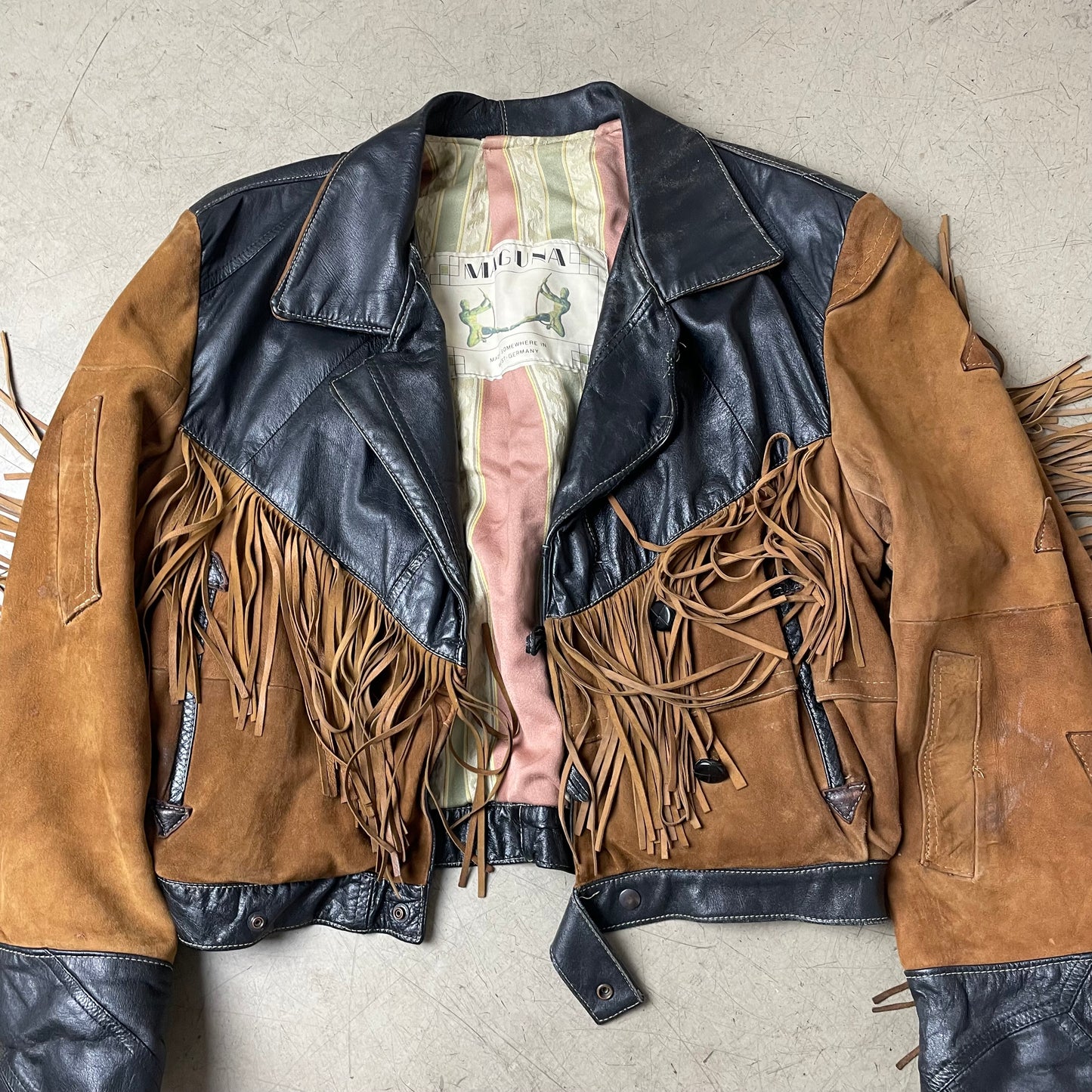 (M) Cowboy Western Wildleder Lederjacke braun schwarz