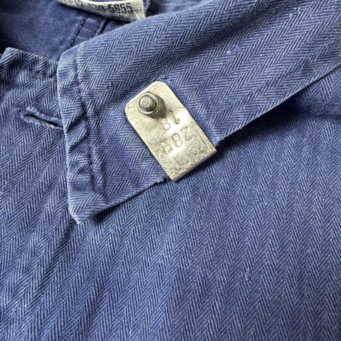(XL) Metall Labeled French Work Shirt Faded Blau