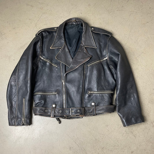 (M) Vintage Biker Lederjacke schwarz