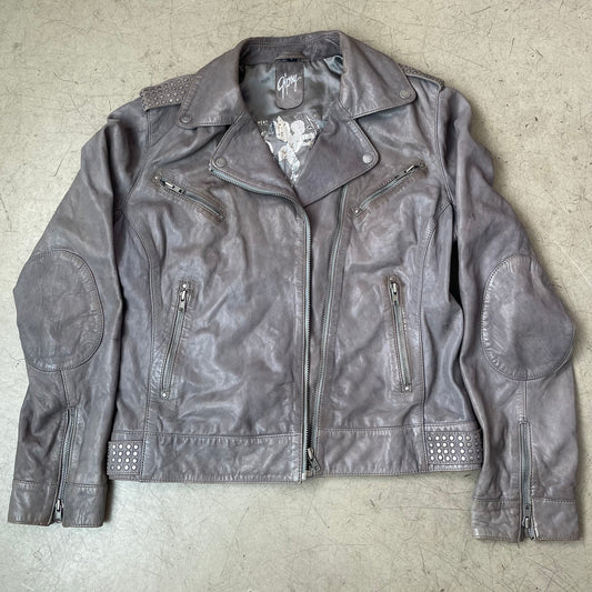 (L) Gipsy Biker Lederjacke grau Damen
