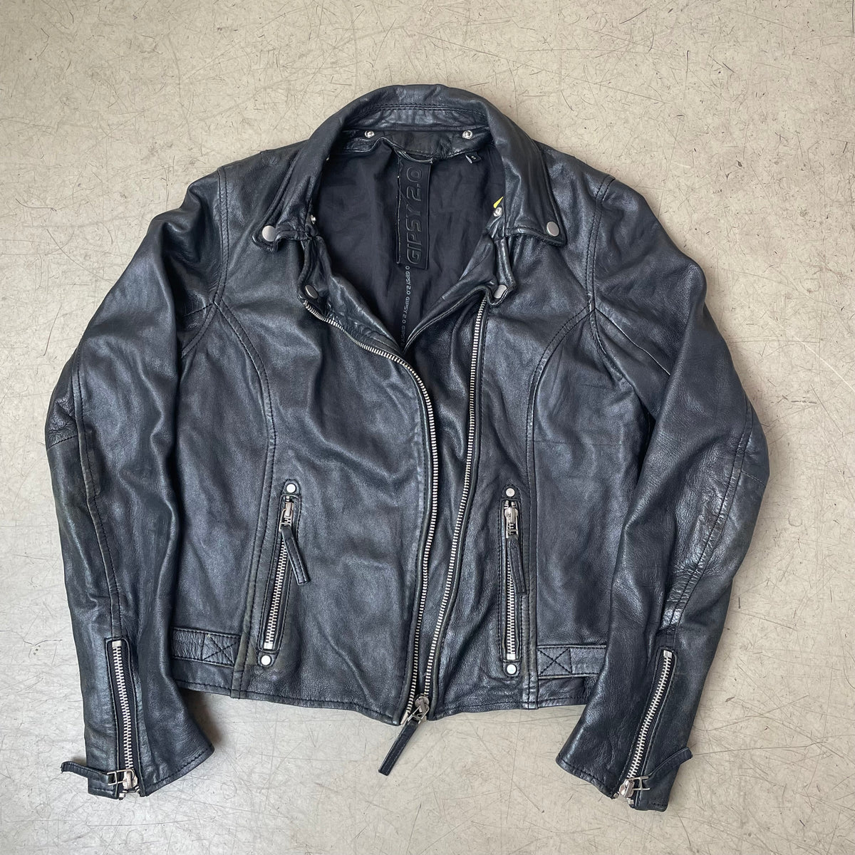 (S) Gipsy Biker Lederjacke slim fit schwarz Damen