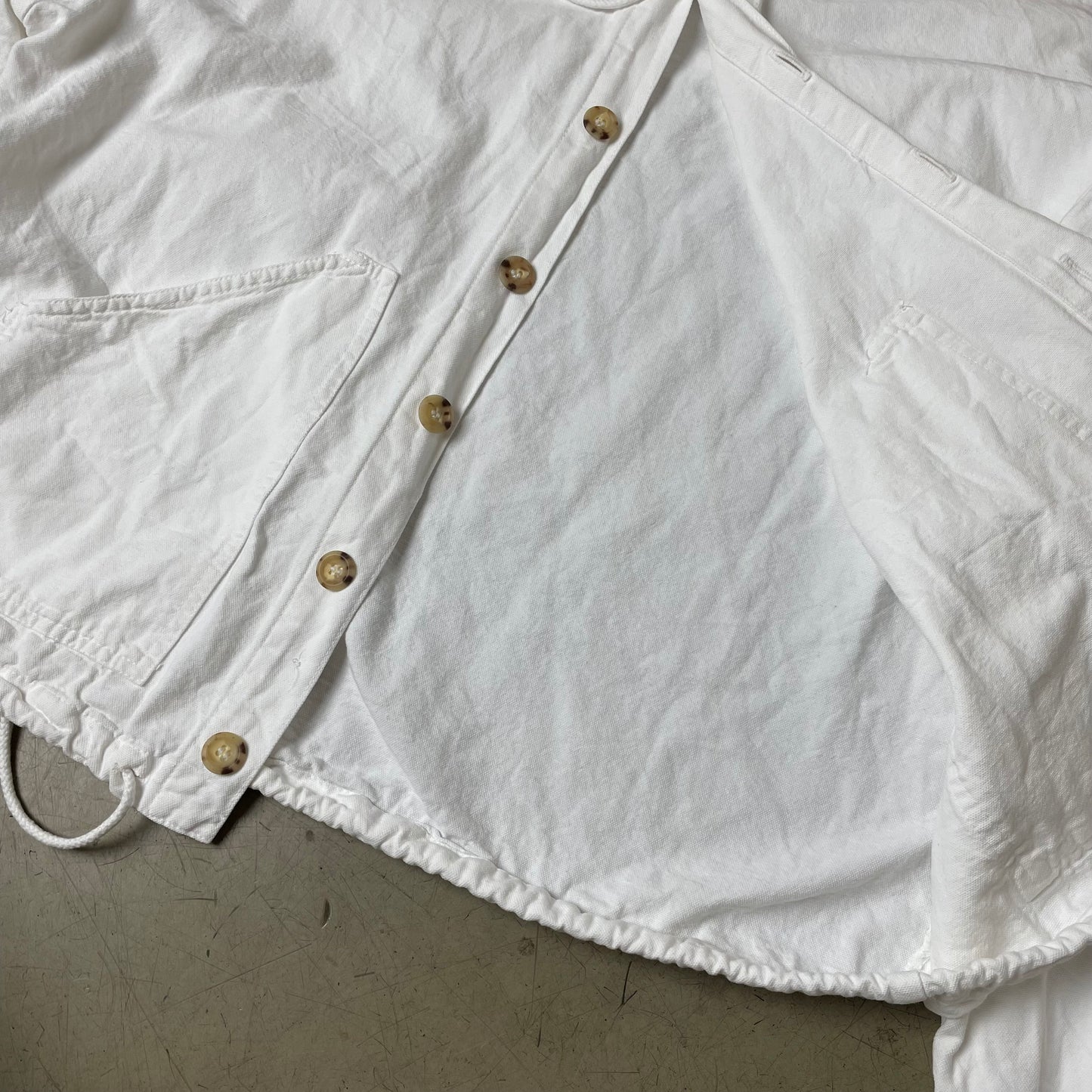 (M) 1980s Cotton Hooded Track Jacket Hoodie weiß