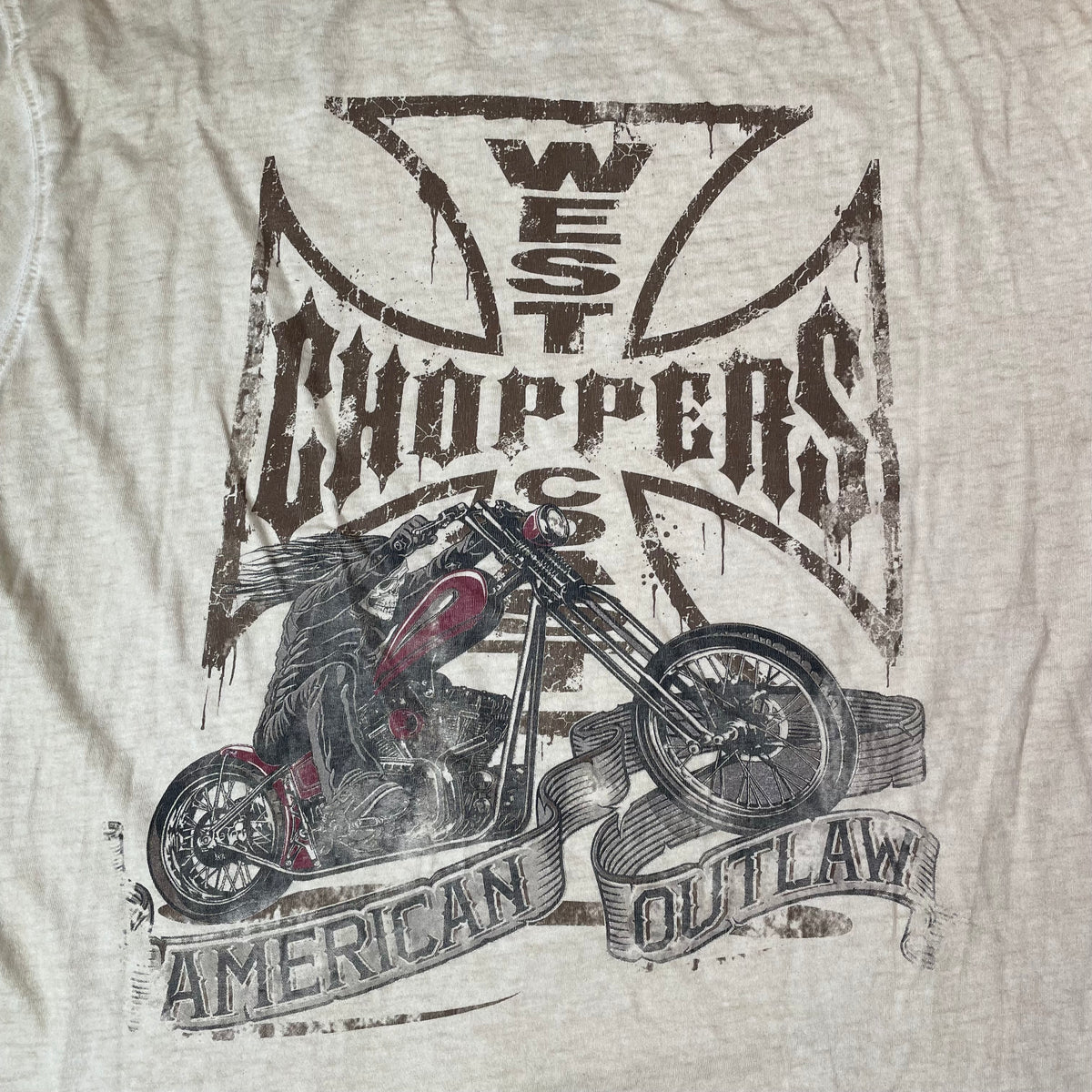 (L) Choppers Tshirt Biker beige Creme