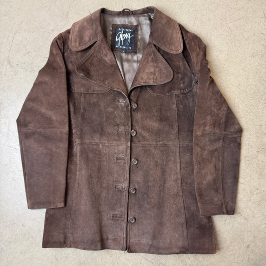 (S) Gipsy Wildleder Mantel dunkelbraun halblang Damen