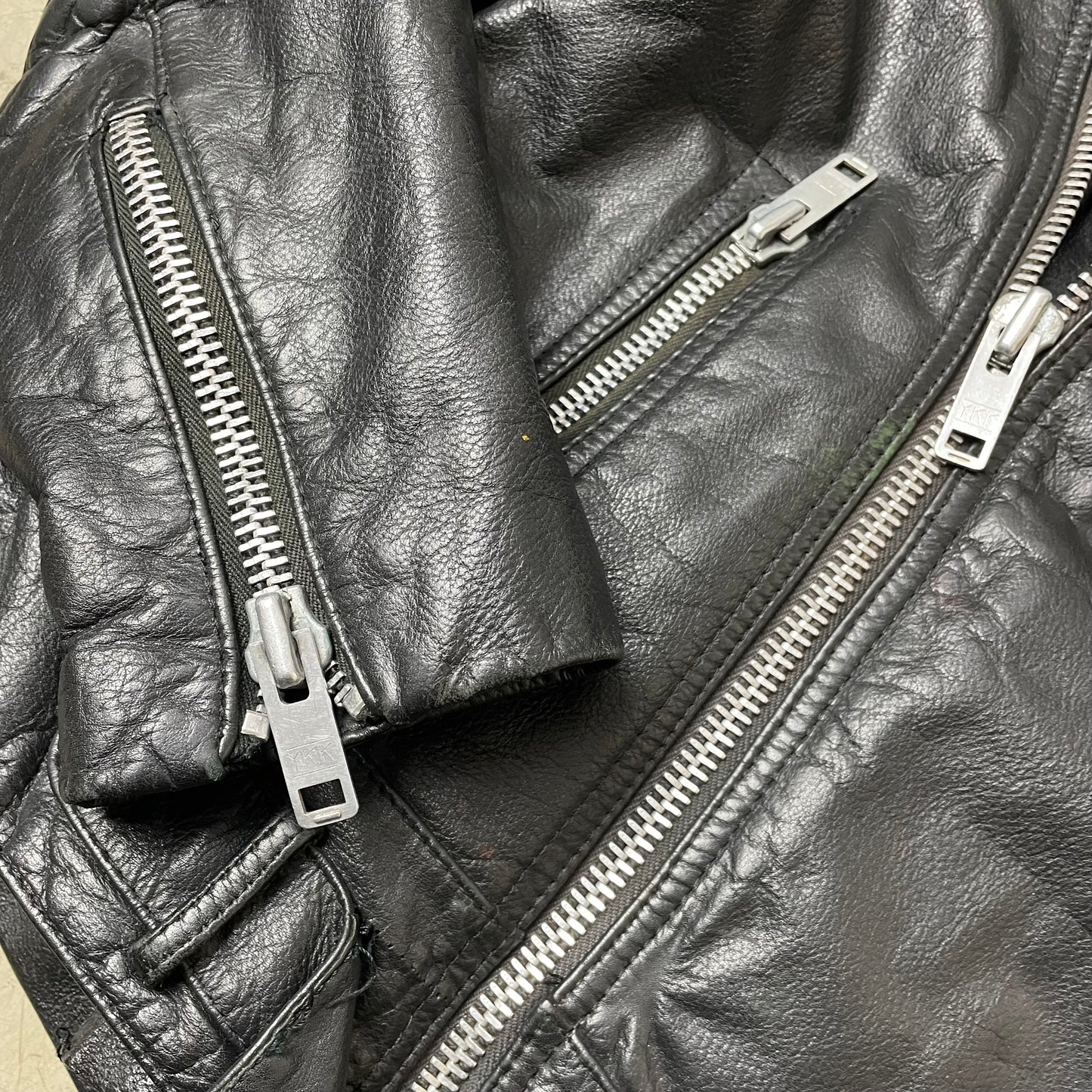 (M) Vintage Biker Lederjacke schwarz 50