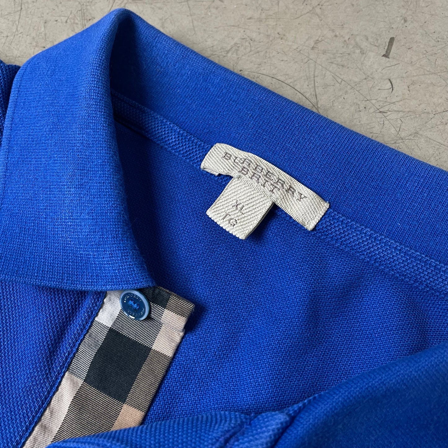 (XL) Burberry Polo Tshirt blau Logo Stick