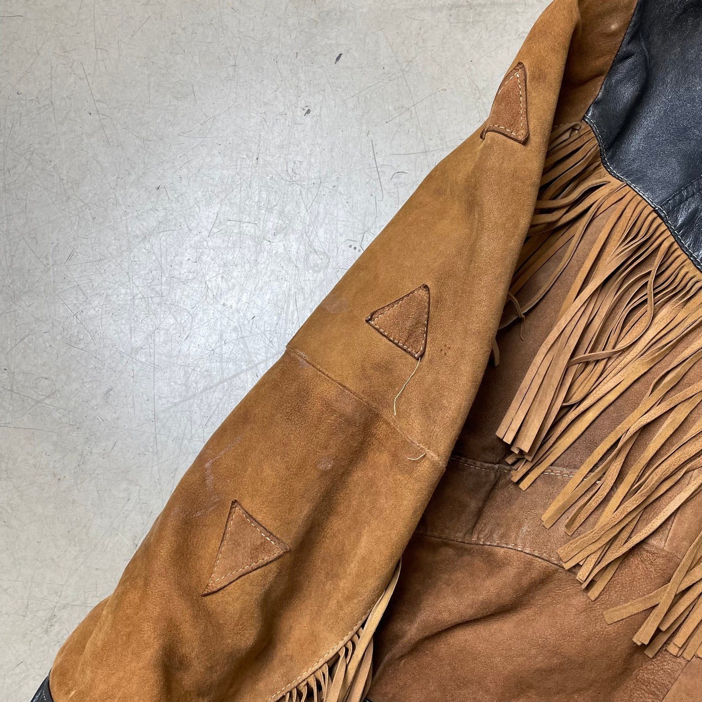 (M) Cowboy Western Wildleder Lederjacke braun schwarz