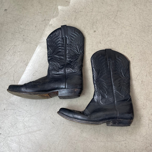 (40) Vintage Cowboy Boots Leder Stiefel schwarz