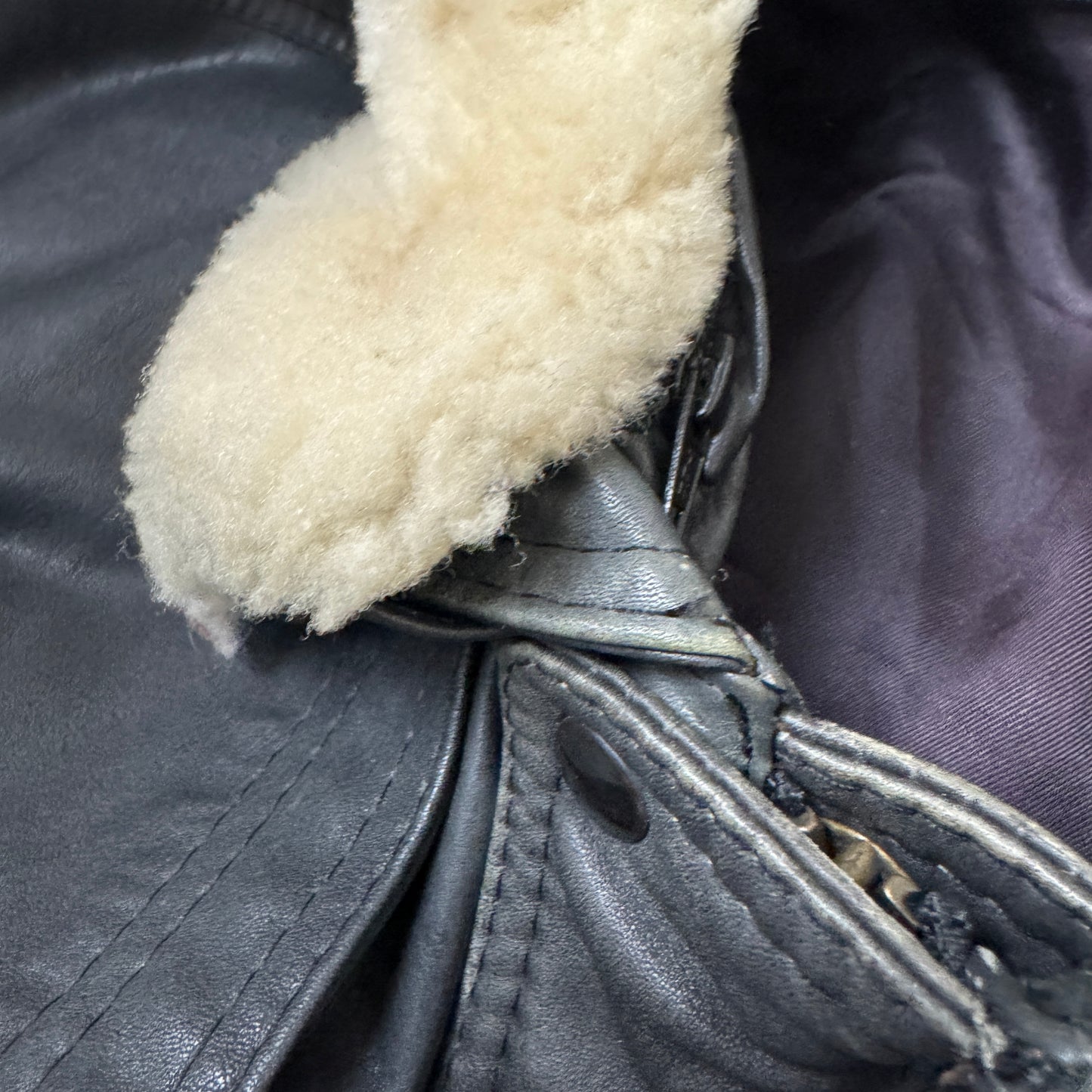 (XXL) Piloten Lederjacke mit Wollkragen