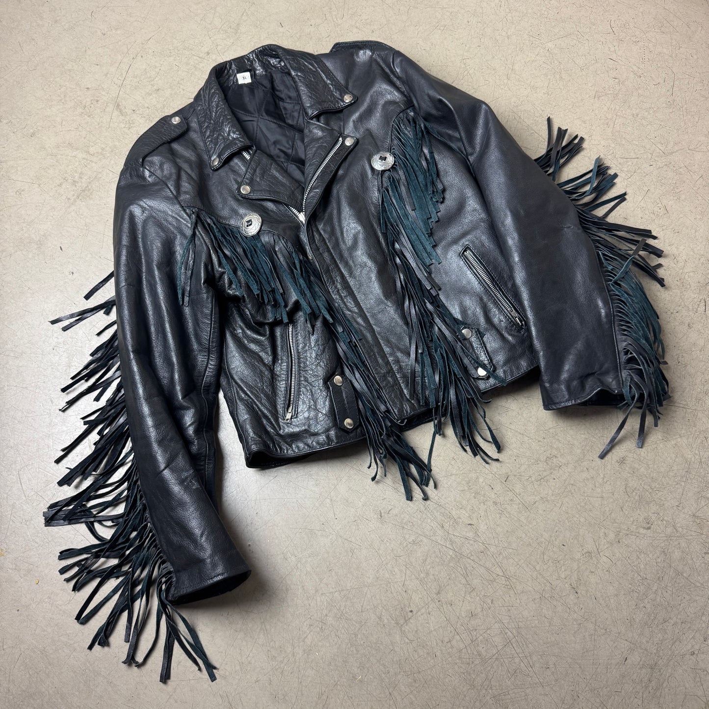 (L-XL) Western Biker Lederjacke schwarz