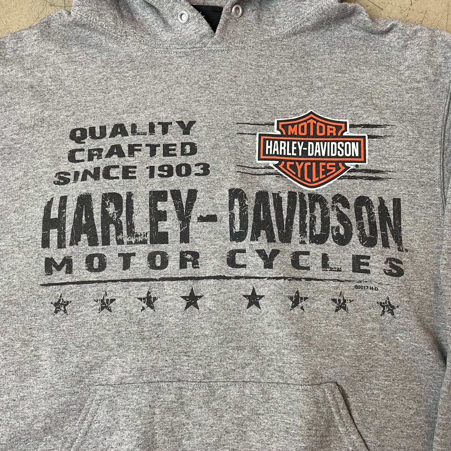 (M) 2017 Harley Davidson Big Logo Hoodie grau Pocono Mountain