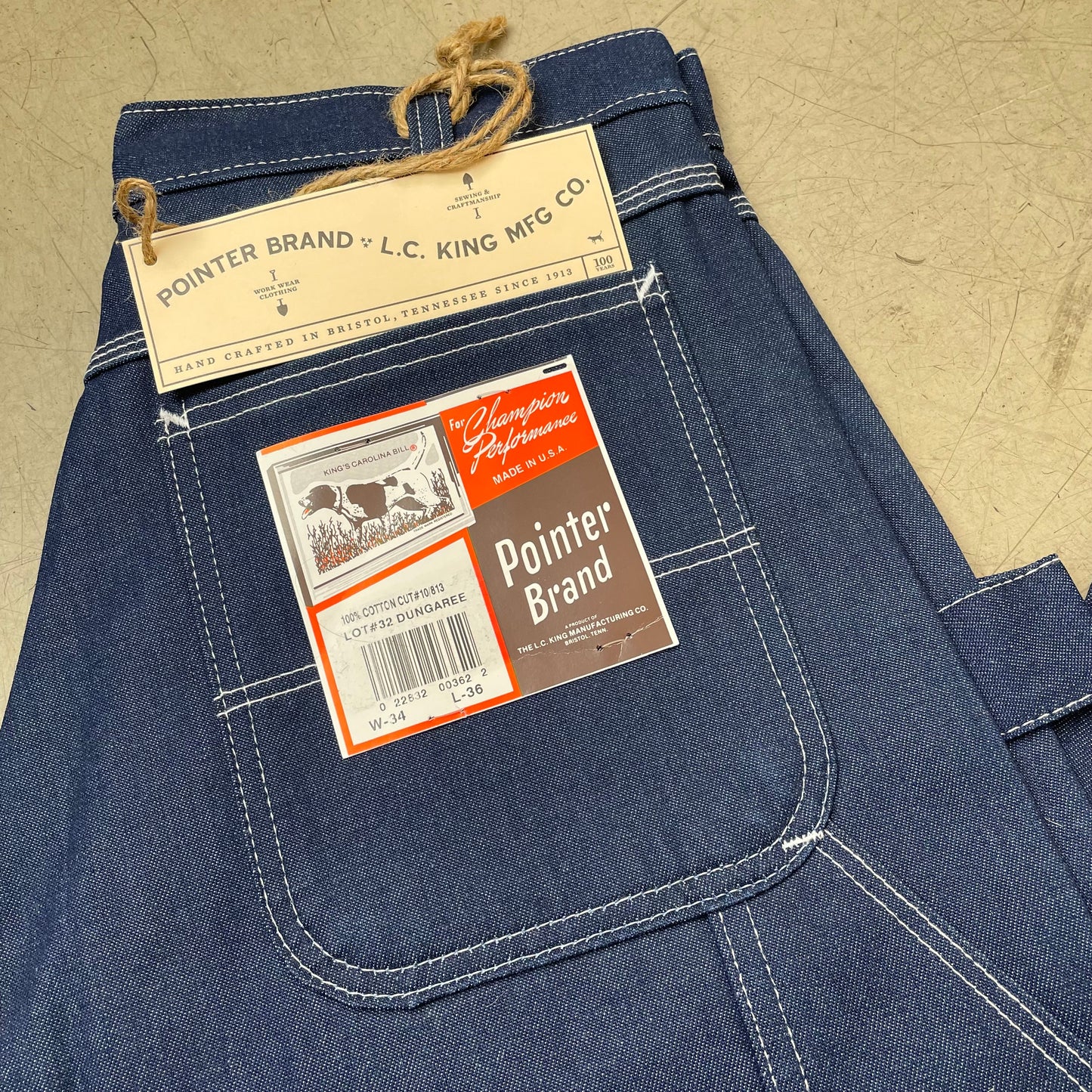 (L) Pointer Brand US Workwear Carpenter Denim Pants Navy W34 L36