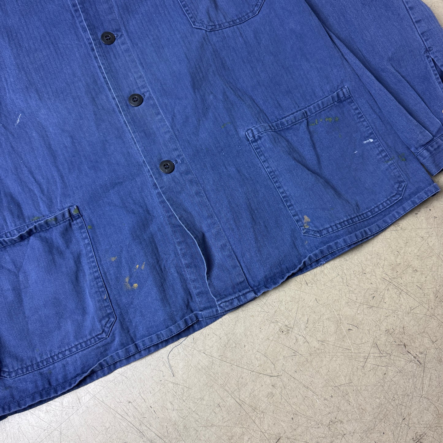 (XL) Metall Labeled French Work Shirt Faded Blau