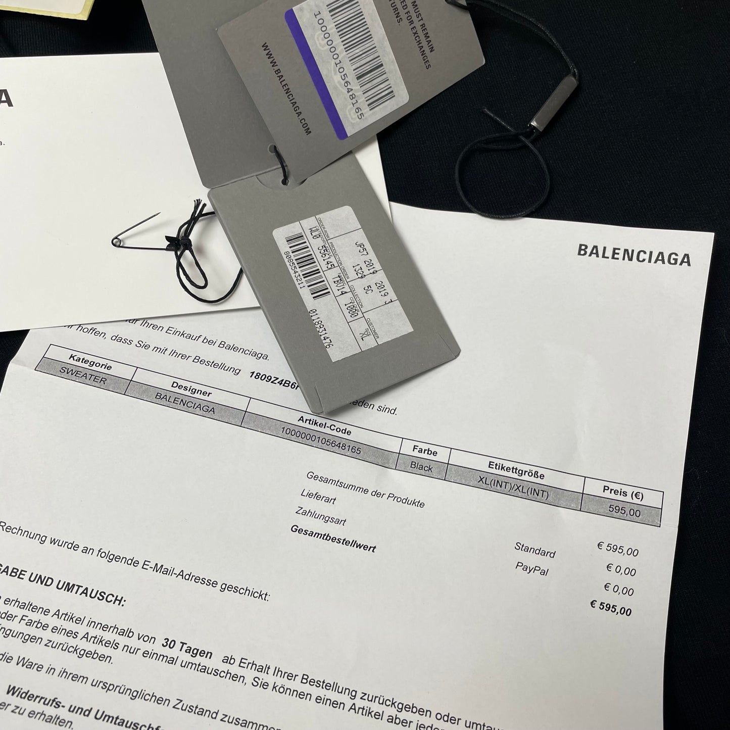 (XL) Balenciaga Big Logo Hoodie schwarz