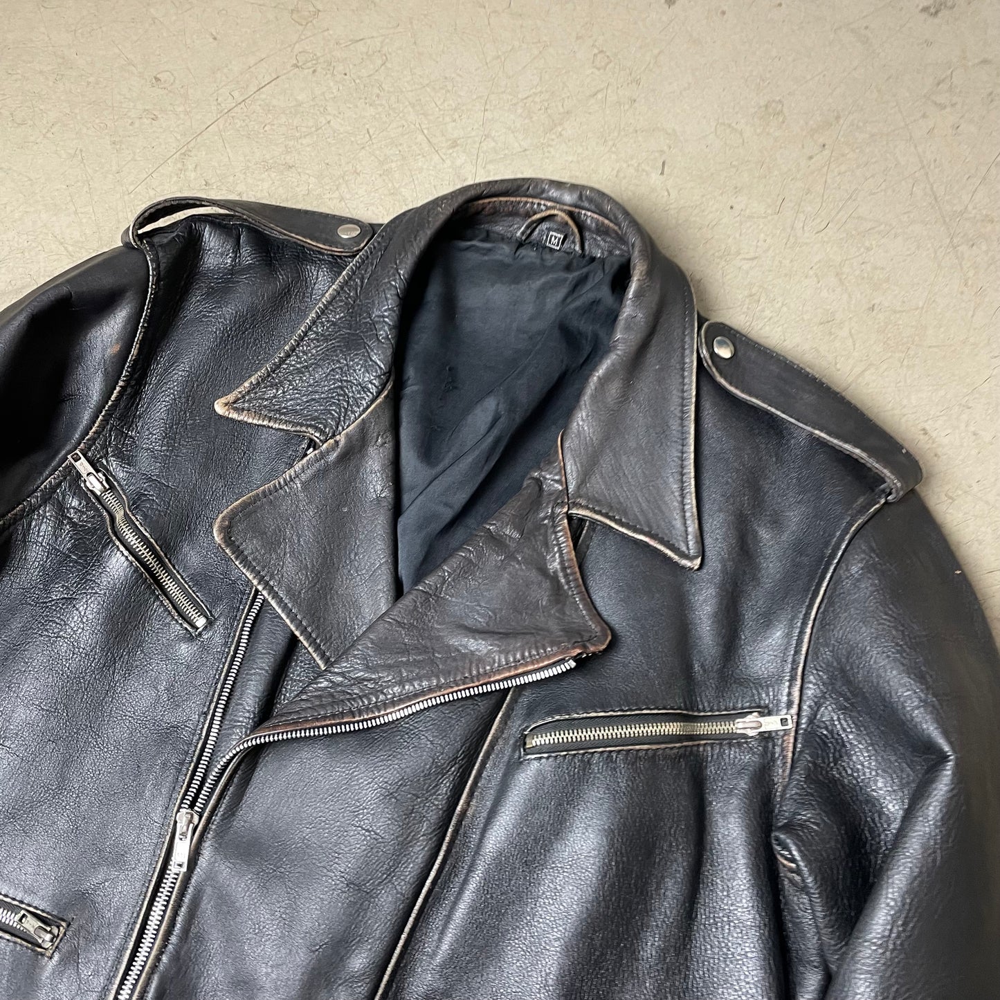 (M) Vintage Biker Lederjacke schwarz