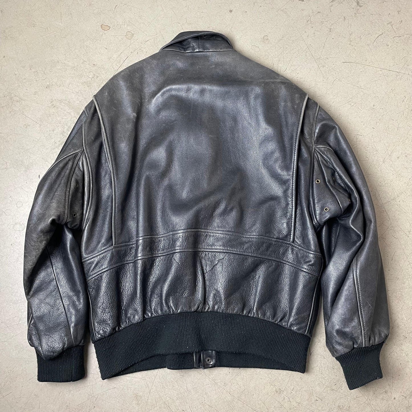 (L) Vintage Mauritius Lederjacke schwarz