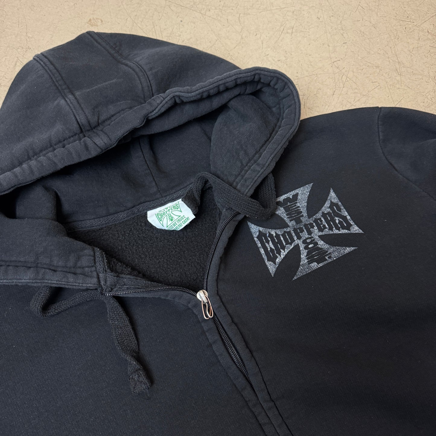 (XL) Rare 2000s Faded Choppers Zip Hoodie
