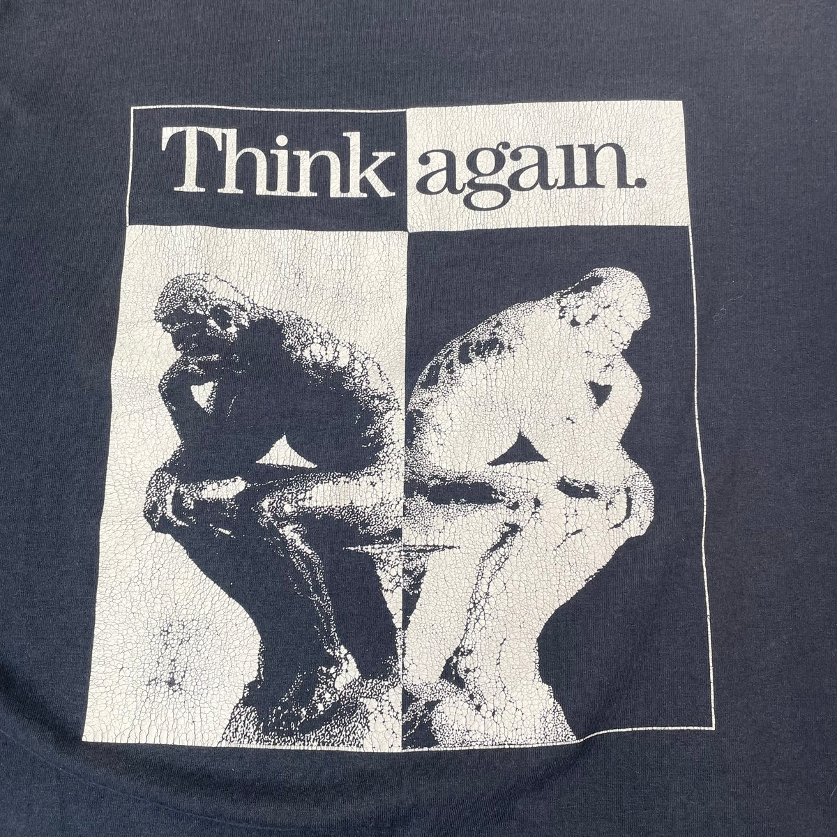 (XL) Vintage 1990s Hewlett Packard Print Tshirt Think Again schwarz Screenstars