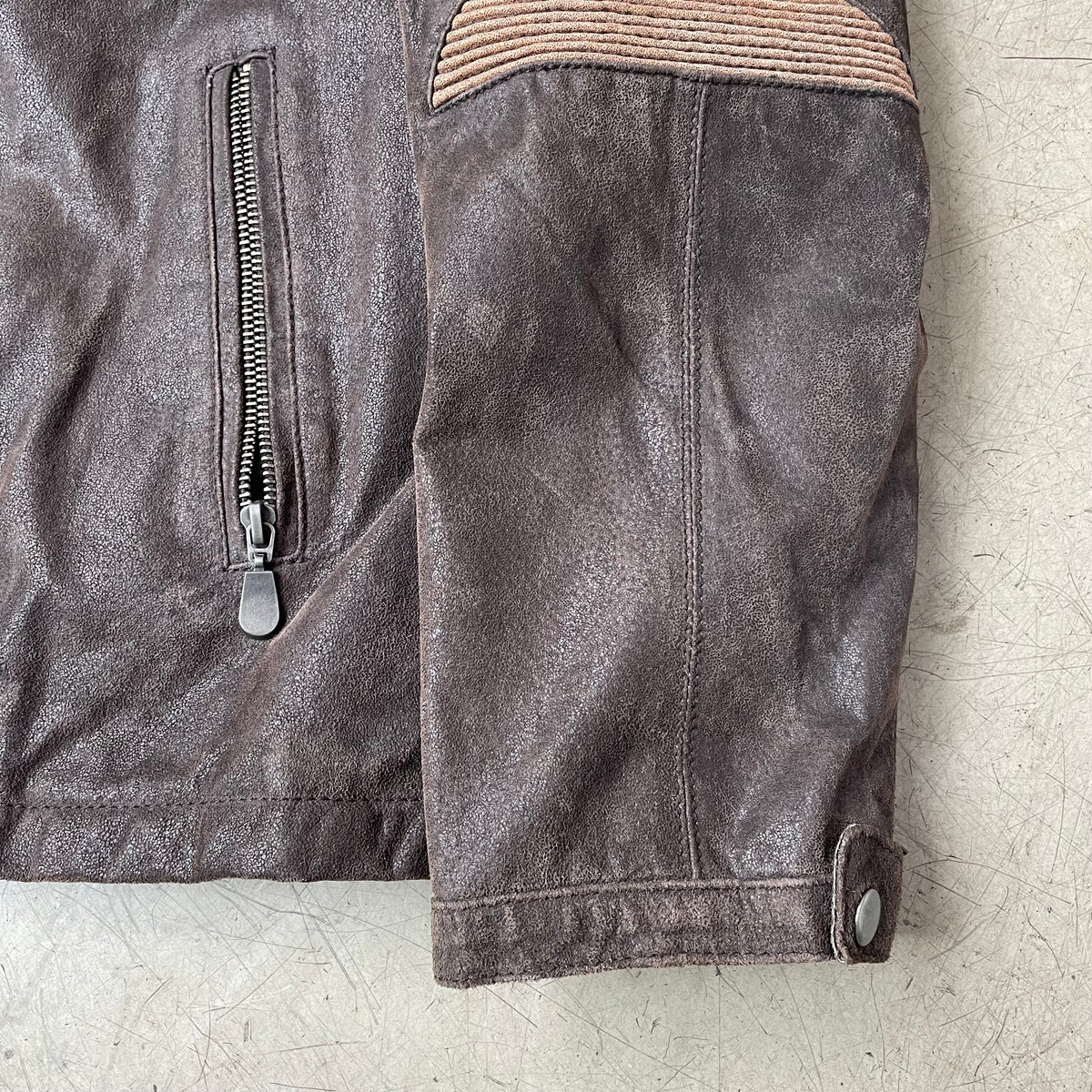 (L) Lederjacke Racing braun creme