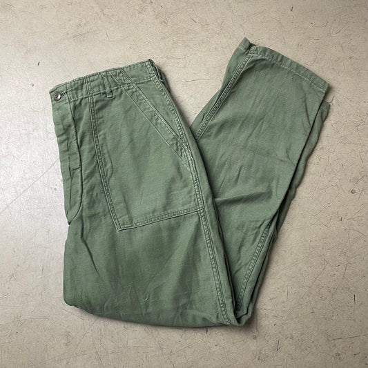 (L) Vintage Front Pocket Fatigue Pants Cotton Sateen US Army grün W36/L31