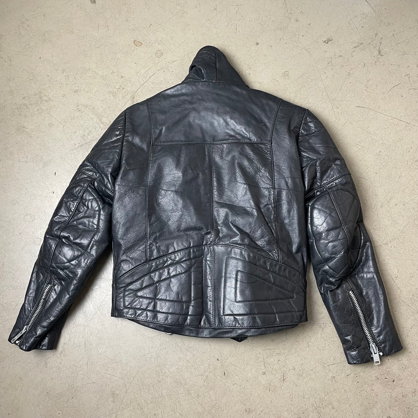 (M) Vintage Biker Lederjacke schwarz 50