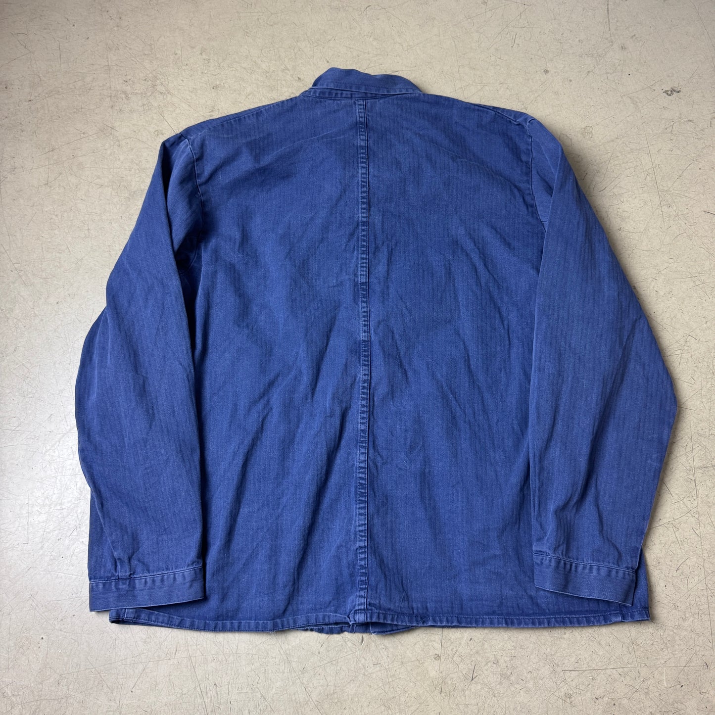 (XL) Metall Labeled French Work Shirt Faded Blau