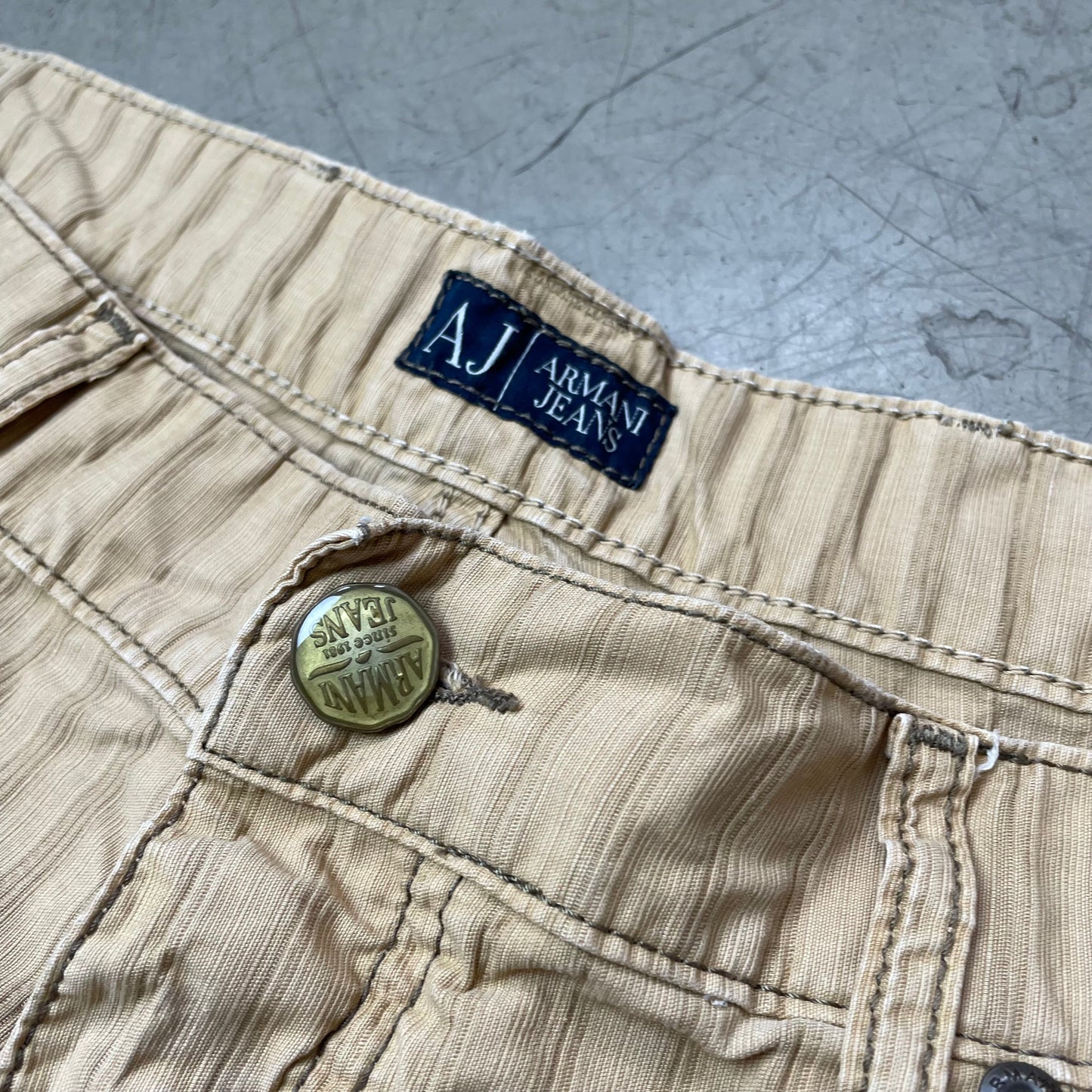 (XL) Vintage Armani Jeans Stoffhose beige Striped breit W38