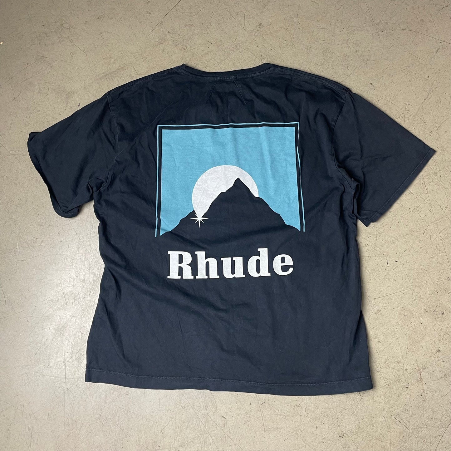 (XL) Rhude Mountain Vintage Print Tshirt schwarz türkis Weiß