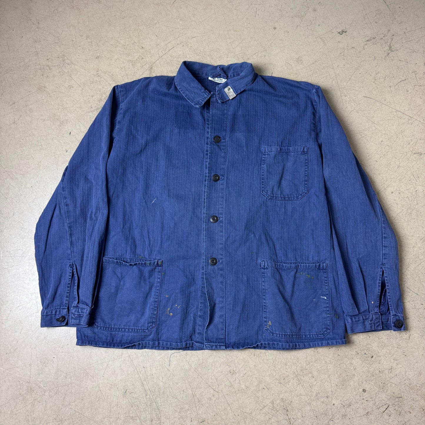 (XL) Metall Labeled French Work Shirt Faded Blau