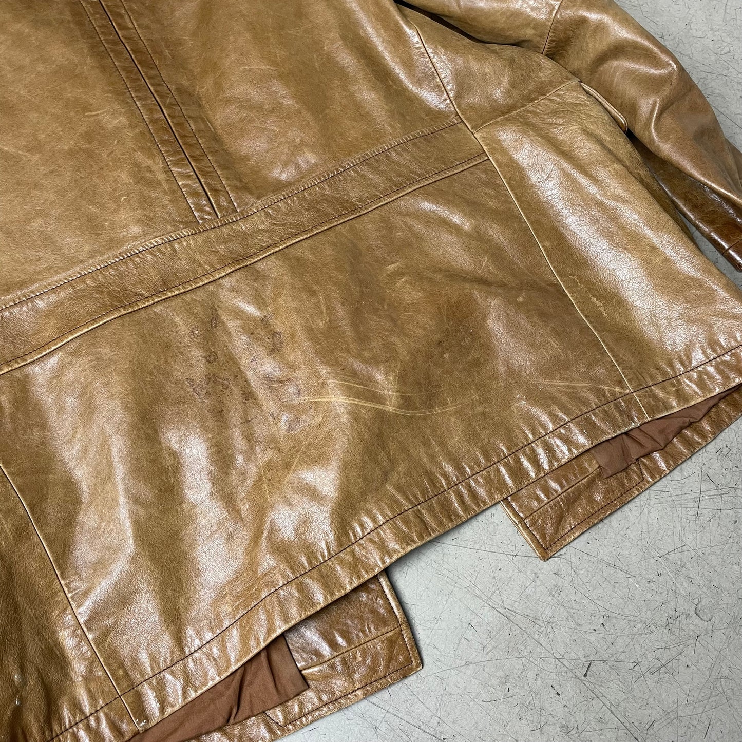 (L) Gap Leder Mantel camel braun