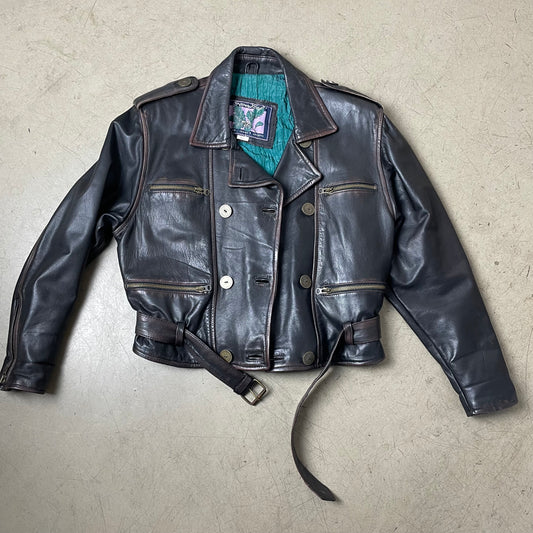 (S) Biker Wmn Lederjacke faded schwarz braun