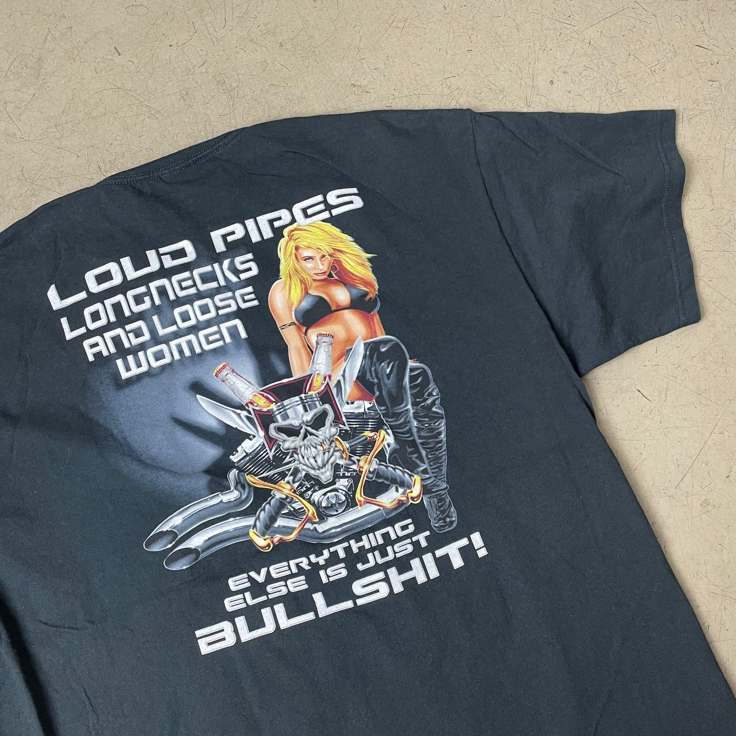(XL) Vintage Delta Pro Weight Biker Tshirt schwarz