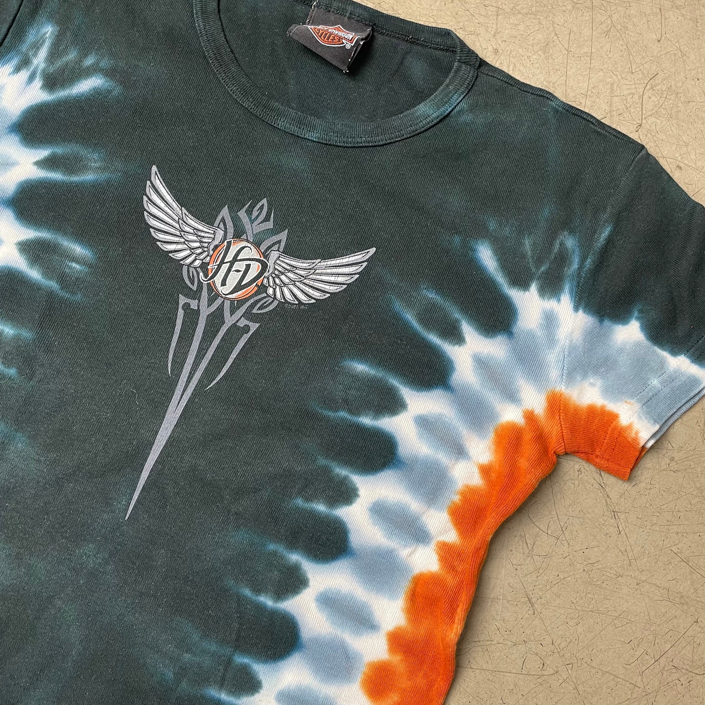 (M) 2000s Harley Davidson Tie Dye Tshirt Wmn blau orange Chicago