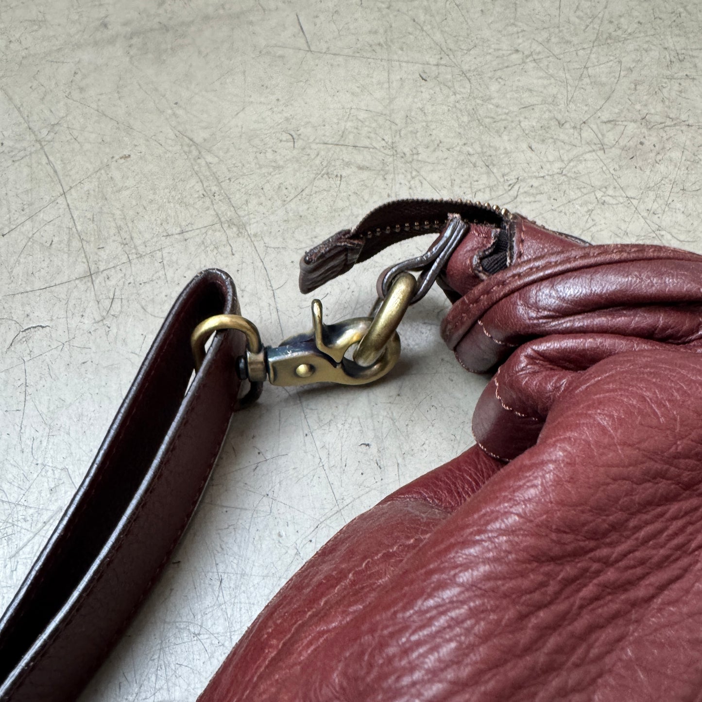 Abro Leder Umhänge-Tasche dunkelrot Burgundy