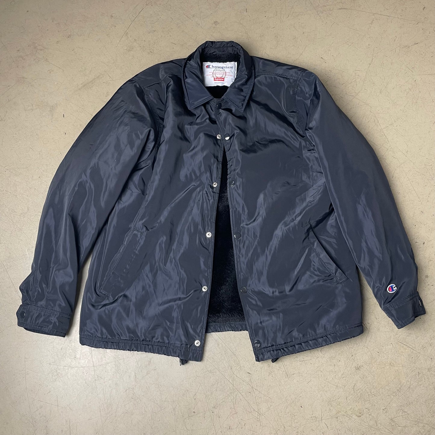 (M) Supreme x Champion Windbreaker Harrington Jacke gefüttert schwarz