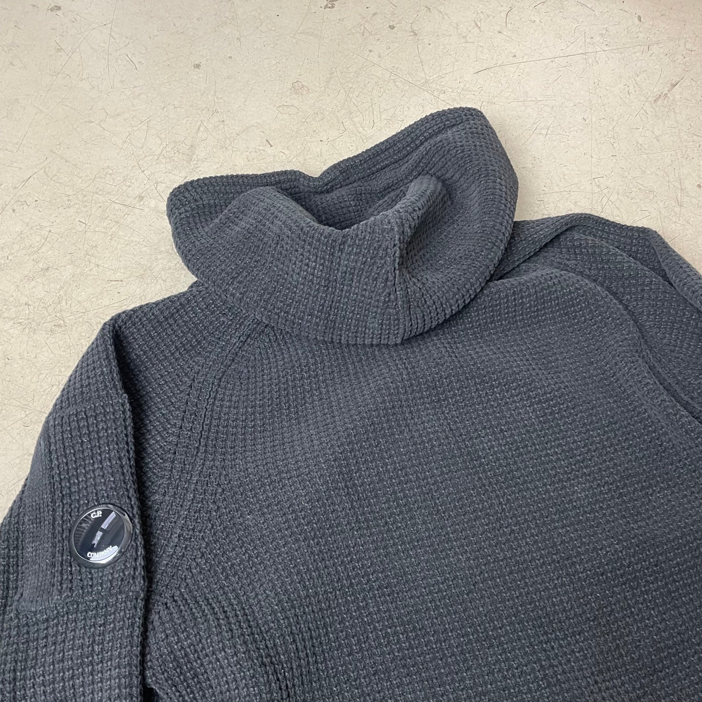 (L) C.P. Company Knit Hoodie Kapuzenpullover schwarz Strick