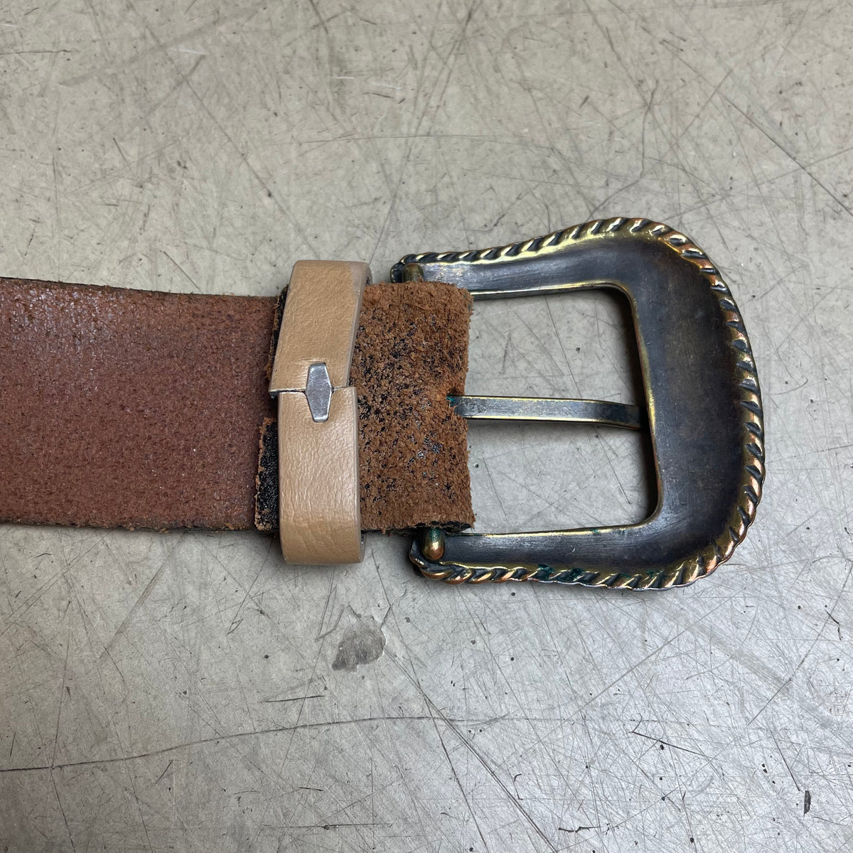 Vintage Studded Western Ledergürtel Türkis braun 114cm
