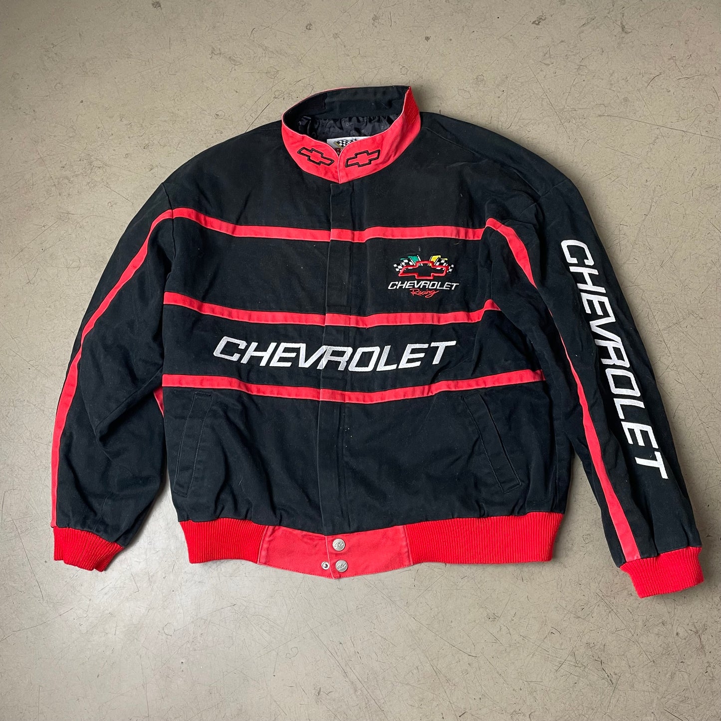 (L) Vintage Nascar Chevrolet Racing Jacke schwarz rot