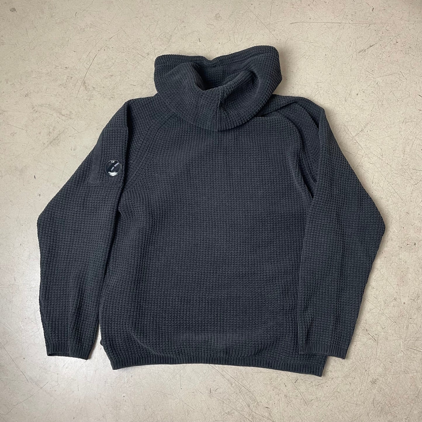 (L) C.P. Company Knit Hoodie Kapuzenpullover schwarz Strick