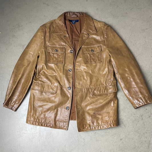 (L) Gap Leder Mantel camel braun