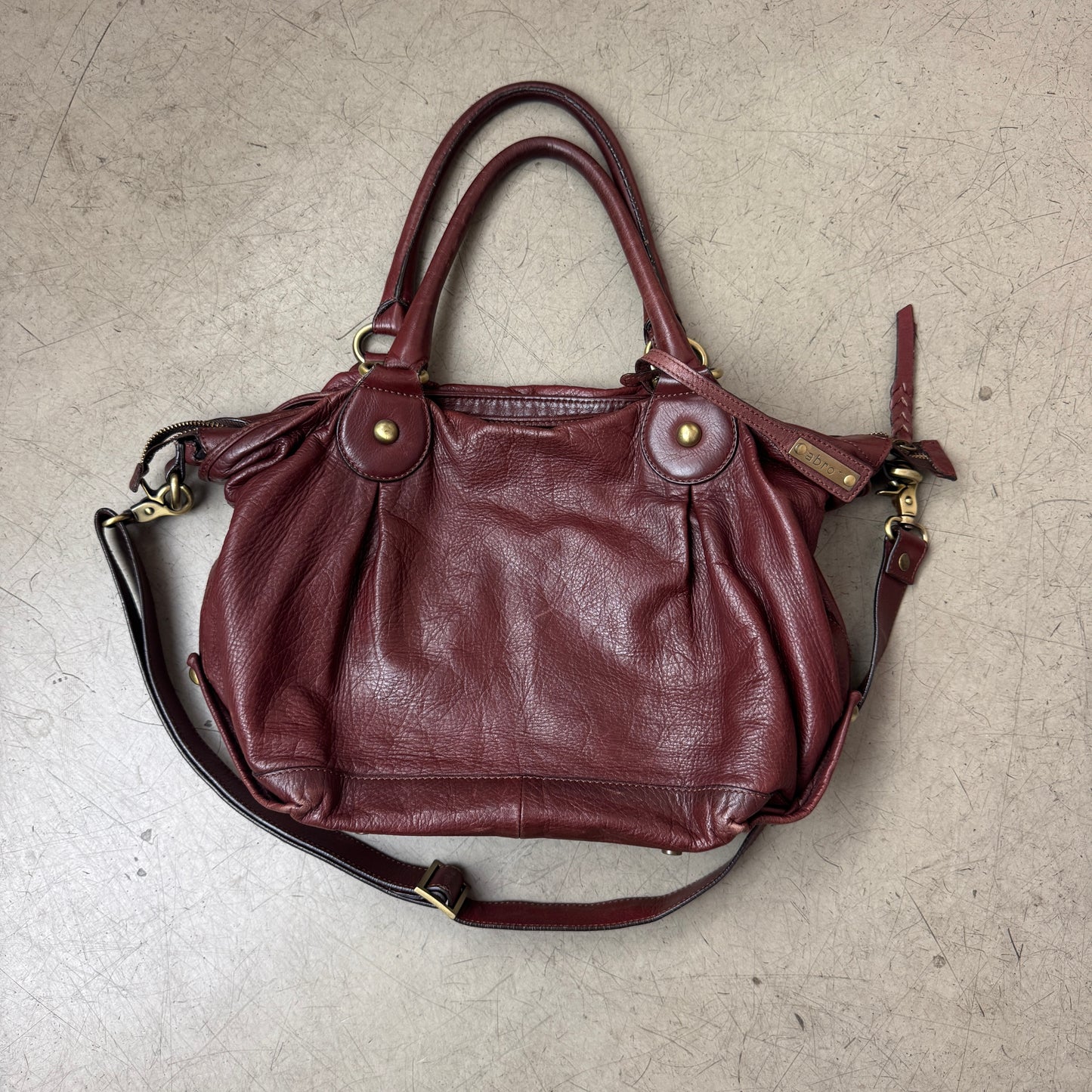 Abro Leder Umhänge-Tasche dunkelrot Burgundy