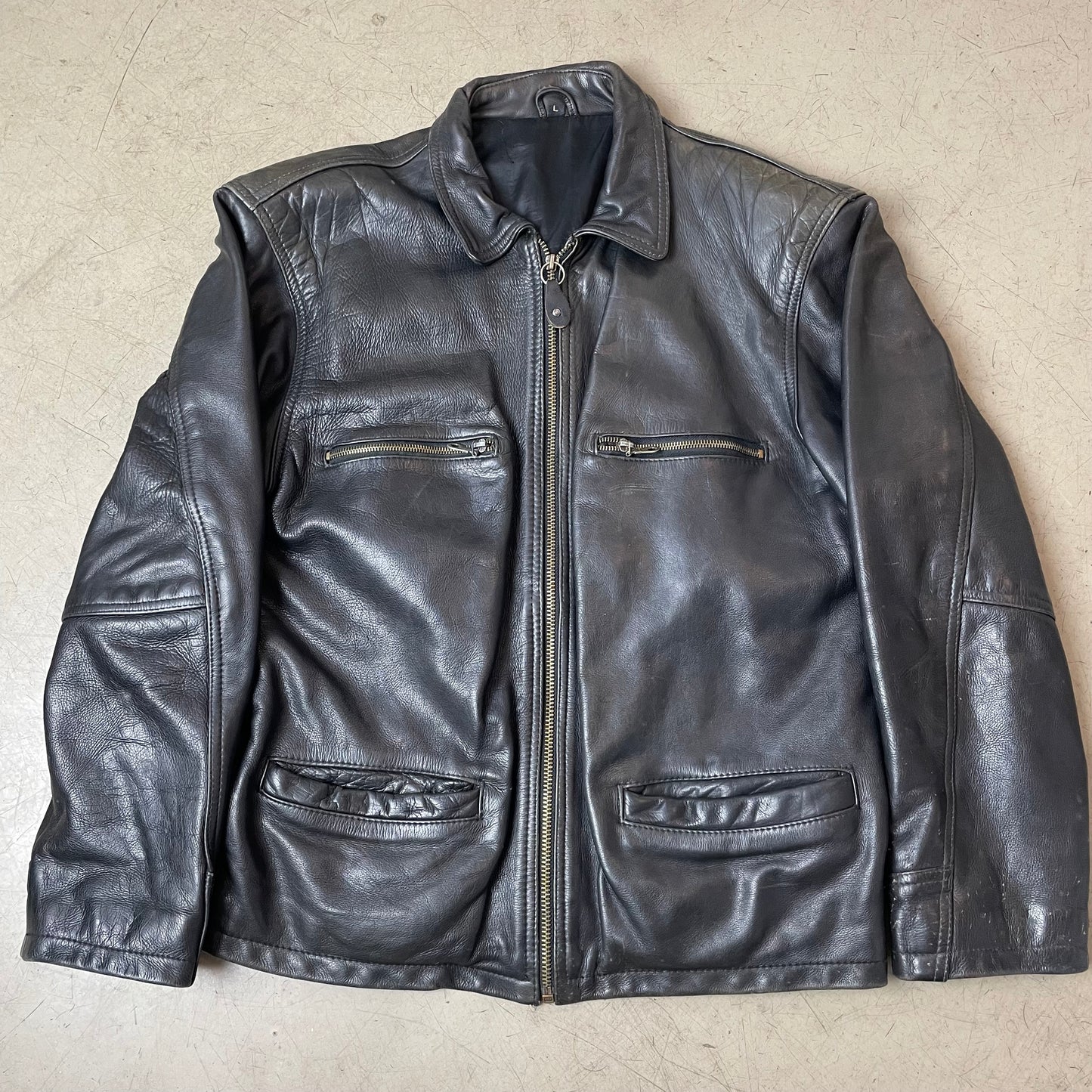 (L) Vintage Bomber Lederjacke faded black
