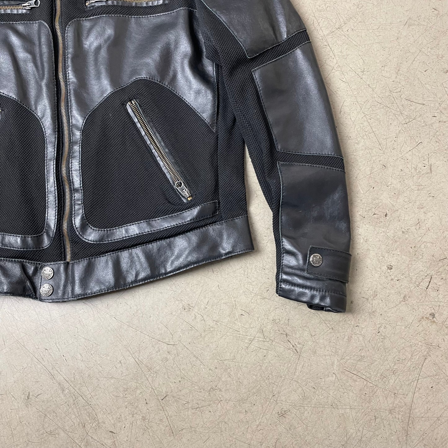 (L) Armani Jeans Biker Racing Lederjacke schwarz