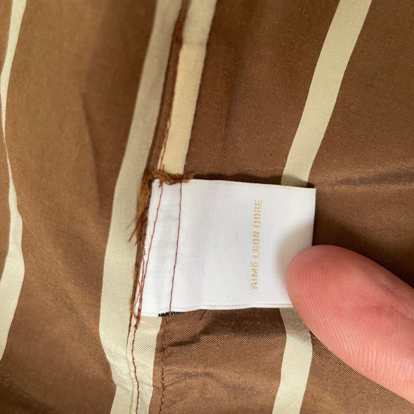 (L) Aime Leon Dore Kurzarm Hemd Shirt gestreift braun weiß