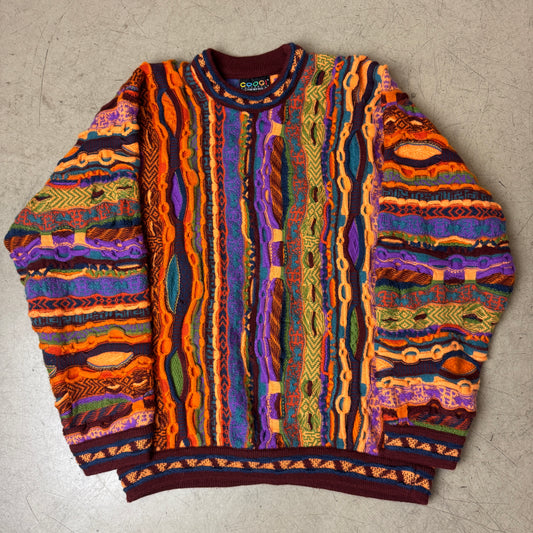 (L) Rare Vintage Coogi Australia Knit Pullover orange rot lila