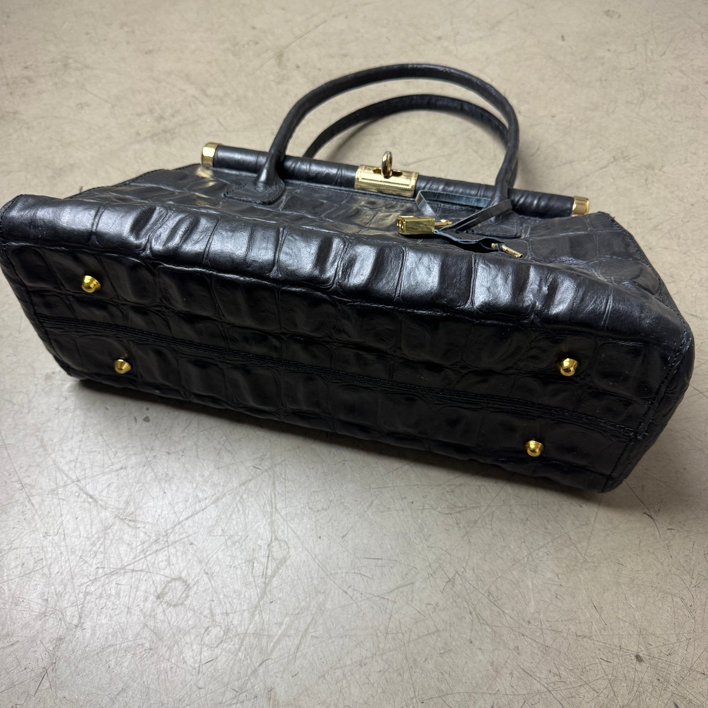 Vintage Croco Prägung Leder Handtasche schwarz