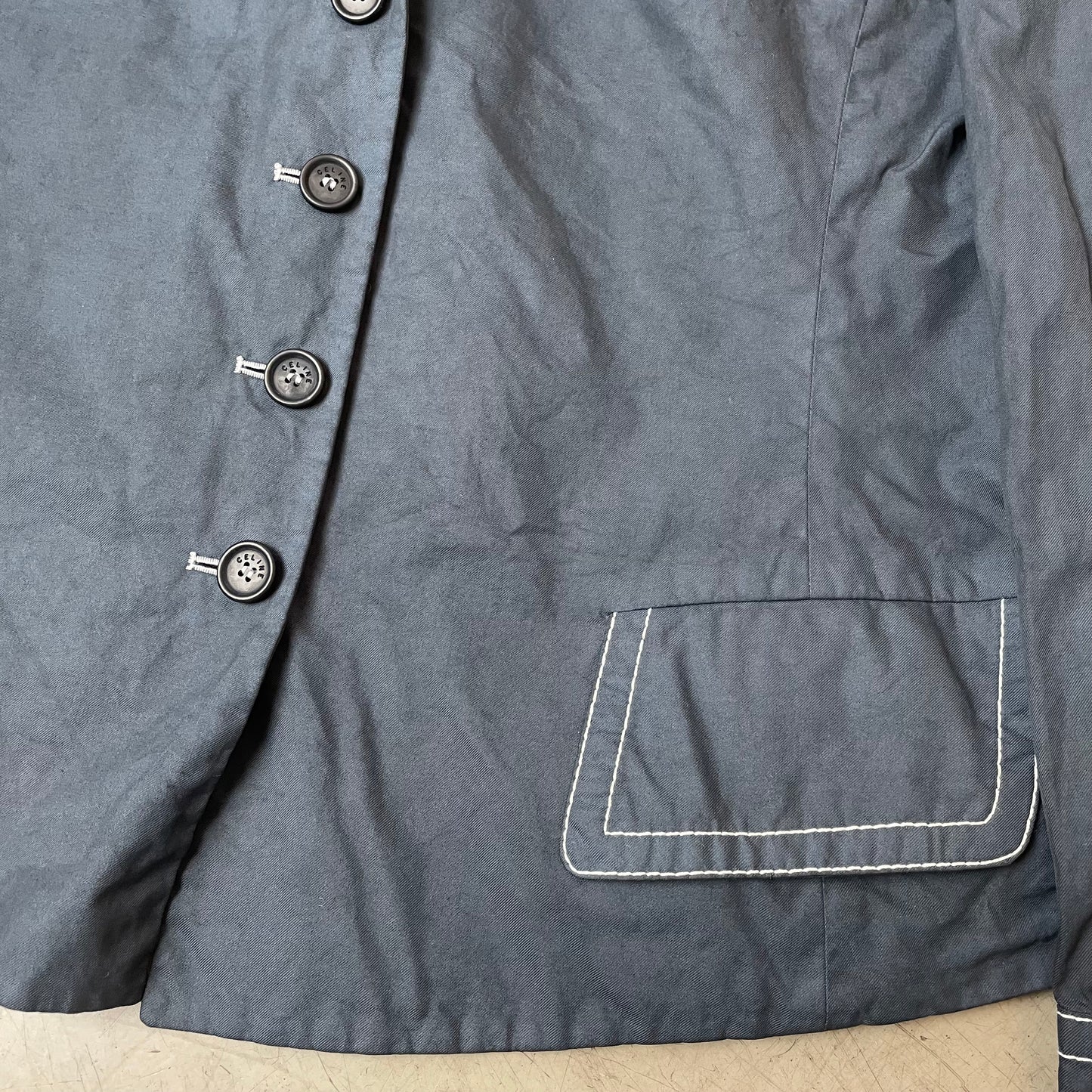 (S-M) Celine Blazer dünne Jacke schwarz Kontrastnähte WMN