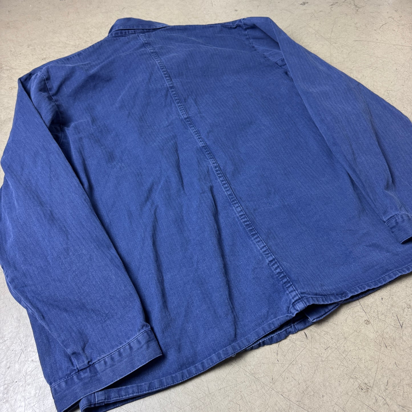 (XL) Metall Labeled French Work Shirt Faded Blau